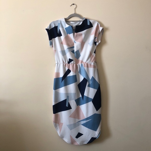 Hapsha Midi Dress Mod Retro Vintage Pattern Colorblock Statement Piece - Picture 4 of 13